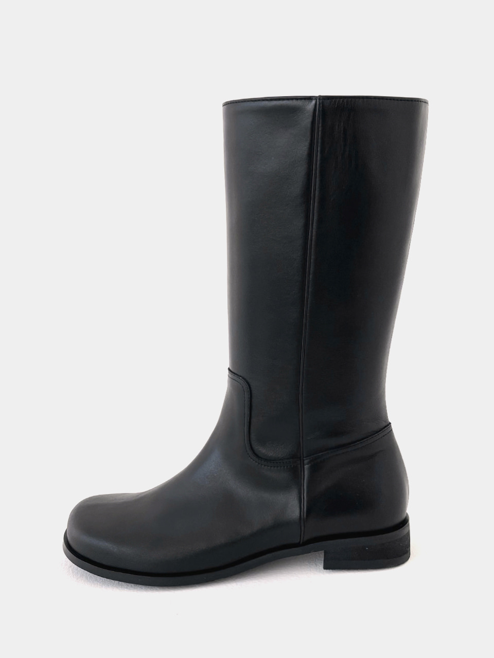 [Out of stock] Mrc093 Diagonal Zipper Long Boots (Black)