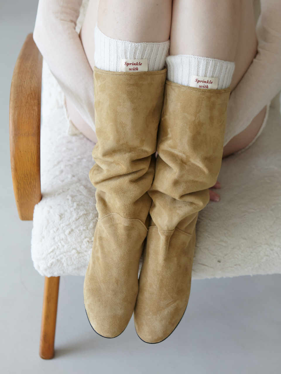 [Out of stock] Mrc109 Boston Long Boots (Yellow-Beige Suede)